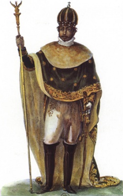 Retrato de cuerpo entero del emperador Pedro I. Grabado. París. Biblioteca Nacional.